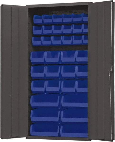 Durham - 36 Bin Storage Cabinet - Steel, 36" Wide x 24" Deep x 72" High, Blue - Americas Industrial Supply