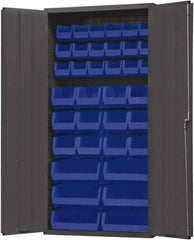 Durham - 36 Bin Storage Cabinet - Steel, 36" Wide x 24" Deep x 72" High, Blue - Americas Industrial Supply