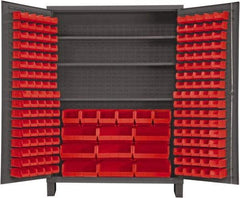 Durham - 3 Shelf 185 Bin Storage Cabinet - Steel, 60" Wide x 24" Deep x 84" High, Red - Americas Industrial Supply