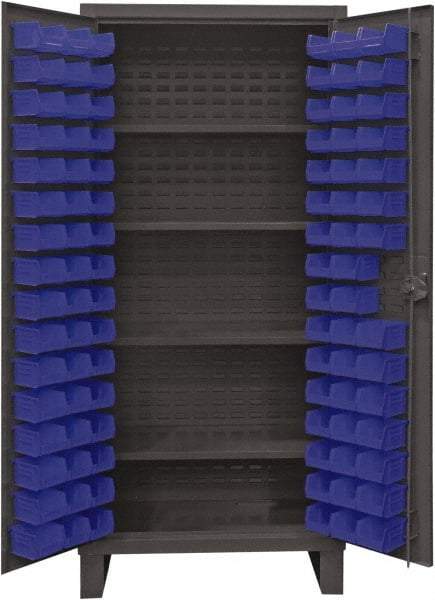 Durham - 4 Shelf 96 Bin Storage Cabinet - Steel, 36" Wide x 24" Deep x 78" High, Blue - Americas Industrial Supply