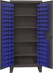 Durham - 4 Shelf 96 Bin Storage Cabinet - Steel, 36" Wide x 24" Deep x 78" High, Blue - Americas Industrial Supply