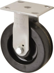 Fairbanks - 6" Diam x 2" Wide x 7-1/2" OAH Top Plate Mount Rigid Caster - Phenolic, 1,200 Lb Capacity, Rollers Bearing, 4 x 4-1/2" Plate - Americas Industrial Supply