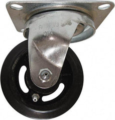Fairbanks - 4" Diam x 1-1/2" Wide x 5-1/4" OAH Top Plate Mount Swivel Caster - Mold on Rubber, 200 Lb Capacity, Roller Bearing, 4 x 5" Plate - Americas Industrial Supply
