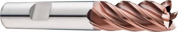 SGS - 1/2" Diam, Variable Pitch, 1-1/4" LOC, 5 Flute Solid Carbide 0.03" Corner Radius Roughing End Mill - Ti-NAMITE-M Finish, 3-1/4" OAL, 1/2" Shank Diam, Single End, 37° Helix - Americas Industrial Supply