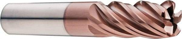 SGS - 1" Diam, Variable Pitch, 1-1/8" LOC, 5 Flute Solid Carbide 0.03" Corner Radius Roughing End Mill - Ti-NAMITE-M Finish, 4" OAL, 1" Shank Diam, Single End, 37° Helix - Americas Industrial Supply