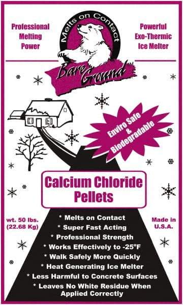 Bare Ground Solutions - 50 Lb Bag Calcium Chloride Pellets - Effective to -20°F - Americas Industrial Supply