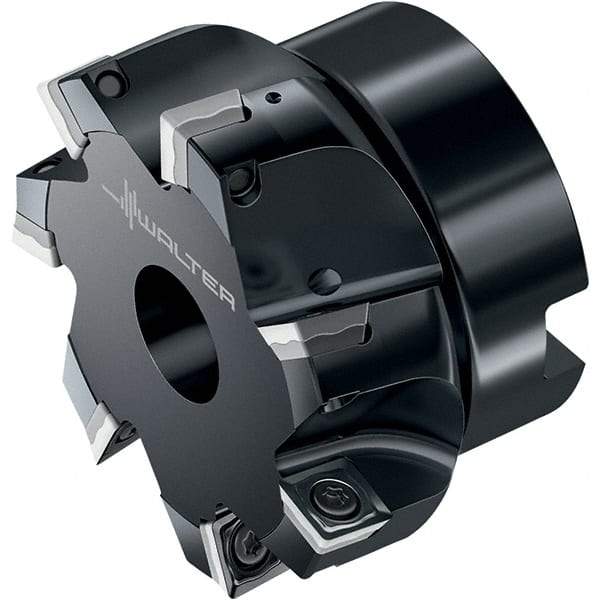 Walter - 7 Inserts, 62.99mm Cut Diam, 22mm Arbor Diam, 8.41mm Max Depth of Cut, Indexable Square-Shoulder Face Mill - 90° Lead Angle, 40.01mm High, SD.W09T3.. Insert Compatibility, Through Coolant, Series M4132 - Americas Industrial Supply