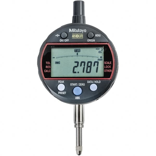 Mitutoyo - 0 to 1/2" Range, 0.001mm Graduation, Electronic Drop Indicator - Flat Back, Accurate to 0.002mm, Inch & Metric System, LCD Display - Americas Industrial Supply