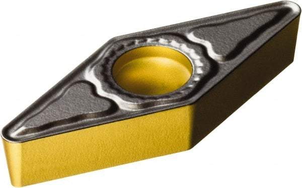 Sandvik Coromant - VCMT221 PM Grade 4325 Carbide Turning Insert - TiCN/AI2O3/TiN Finish, 35° Diamond, 1/4" Inscr Circle, 1/8" Thick, 1/64" Corner Radius - Americas Industrial Supply