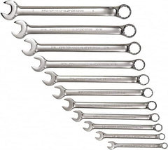 Proto - 11 Piece, 3/8" to 1", 12 Point Combination Wrench Set - Inch Measurement Standard, Full Polish Chrome Finish, Comes in Tool Roll - Americas Industrial Supply