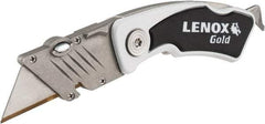 Lenox - Fixed Folding Utility Knife - White Metal Handle, 1 Blade Included - Americas Industrial Supply