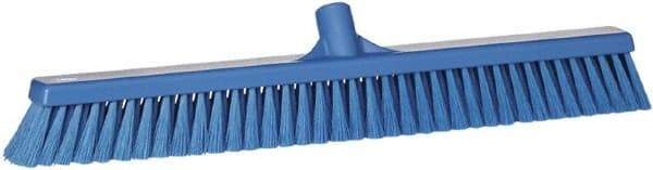 Vikan - 24" Fine Particle Synthetic Push Broom - 2" Bristle Length, Plastic Block, European Threaded Handle Connection - Americas Industrial Supply