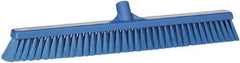 Vikan - 24" Fine Particle Synthetic Push Broom - 2" Bristle Length, Plastic Block, European Threaded Handle Connection - Americas Industrial Supply