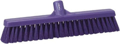 Vikan - 16" Fine Particle Synthetic Push Broom - 2" Bristle Length, Plastic Block, European Threaded Handle Connection - Americas Industrial Supply