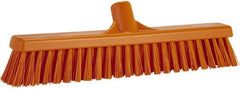 Vikan - 16" Combo Duty Synthetic Push Broom - 2" Bristle Length, Plastic Block, European Threaded Handle Connection - Americas Industrial Supply
