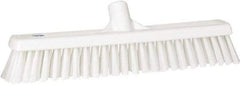 Vikan - 16" Fine Particle Synthetic Push Broom - 2" Bristle Length, Plastic Block, European Threaded Handle Connection - Americas Industrial Supply