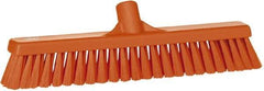 Vikan - 16" Fine Particle Synthetic Push Broom - 2" Bristle Length, Plastic Block, European Threaded Handle Connection - Americas Industrial Supply