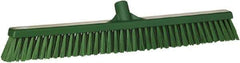 Vikan - 24" Combo Duty Synthetic Push Broom - 2" Bristle Length, Plastic Block, European Threaded Handle Connection - Americas Industrial Supply