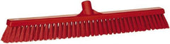 Vikan - 24" Combo Duty Synthetic Push Broom - 2" Bristle Length, Plastic Block, European Threaded Handle Connection - Americas Industrial Supply