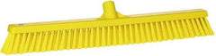 Vikan - 24" Combo Duty Synthetic Push Broom - 2" Bristle Length, Plastic Block, European Threaded Handle Connection - Americas Industrial Supply