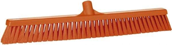Vikan - 24" Fine Particle Synthetic Push Broom - 2" Bristle Length, Plastic Block, European Threaded Handle Connection - Americas Industrial Supply