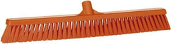 Vikan - 24" Fine Particle Synthetic Push Broom - 2" Bristle Length, Plastic Block, European Threaded Handle Connection - Americas Industrial Supply