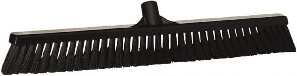 Vikan - 24" Fine Particle Synthetic Push Broom - 4" Bristle Length, Plastic Block, European Threaded Handle Connection - Americas Industrial Supply