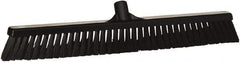 Vikan - 24" Fine Particle Synthetic Push Broom - 4" Bristle Length, Plastic Block, European Threaded Handle Connection - Americas Industrial Supply