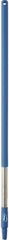 Vikan - 39-1/2 x 1-1/4" Stainless Steel Squeegee Handle - European Threaded Connection, Blue - Americas Industrial Supply