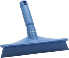 Vikan - 9.84" Rubber Blade Bench Squeegee - Single Edge, Blue, Plastic Holder - Americas Industrial Supply