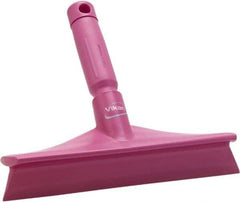 Vikan - 9.84" Rubber Blade Bench Squeegee - Single Edge, Pink, Plastic Holder - Americas Industrial Supply
