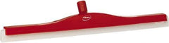 Vikan - 24" Foam Rubber Blade Floor Squeegee - Double Edge, Red, Plastic Holder - Americas Industrial Supply