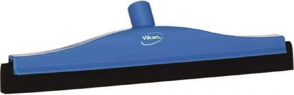 Vikan - 16" Foam Rubber Blade Bench Squeegee - Double Edge, Blue, Plastic Holder - Americas Industrial Supply