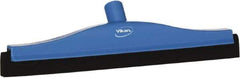 Vikan - 16" Foam Rubber Blade Bench Squeegee - Double Edge, Blue, Plastic Holder - Americas Industrial Supply
