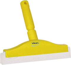 Vikan - 10" Foam Rubber Blade Bench Squeegee - Double Edge, Yellow, Plastic Holder - Americas Industrial Supply