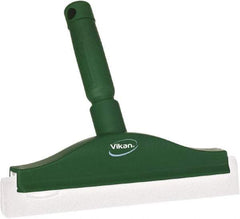 Vikan - 10" Foam Rubber Blade Bench Squeegee - Double Edge, Green, Plastic Holder - Americas Industrial Supply