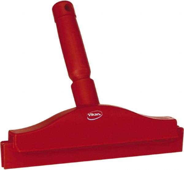 Vikan - 10" Rubber Blade Floor Squeegee - Double Edge, Red, Plastic Holder - Americas Industrial Supply