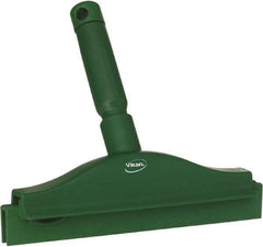 Vikan - 10" Rubber Blade Floor Squeegee - Double Edge, Green, Plastic Holder - Americas Industrial Supply