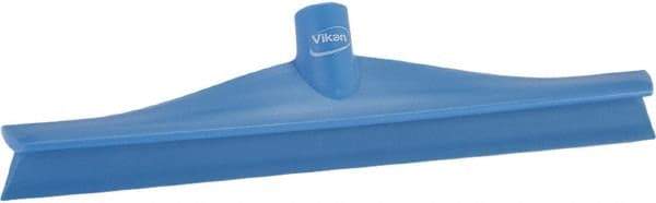 Vikan - 15-3/4" Rubber Blade Floor Squeegee - Single Edge, Blue, Plastic Holder - Americas Industrial Supply