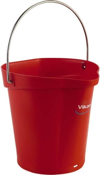 Vikan - 1-1/2 Gal, Polypropylene Round Red Single Pail with Pour Spout - Handle Included - Americas Industrial Supply