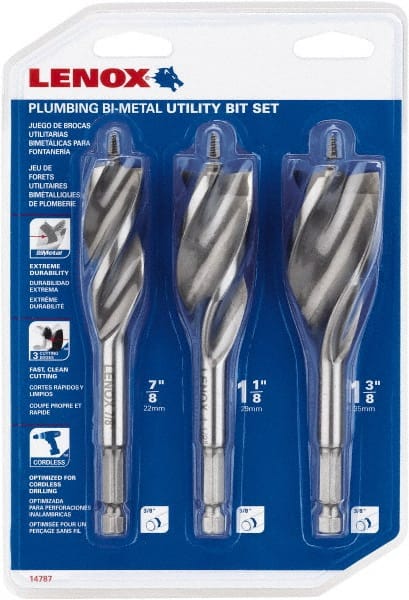 Lenox - 7/8 to 1-3/8", Bi-Metal Auger Drill Bit Set - Americas Industrial Supply