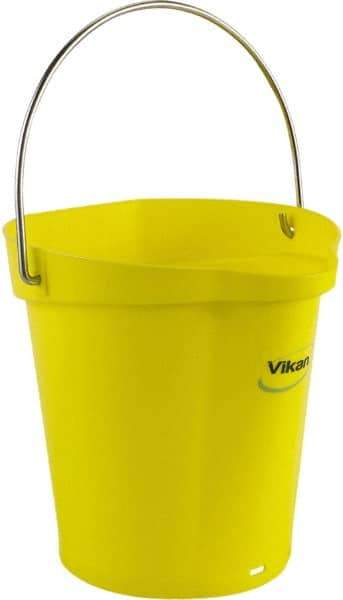 Vikan - 1-1/2 Gal, Polypropylene Round Yellow Single Pail with Pour Spout - Handle Included - Americas Industrial Supply