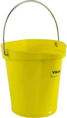 Vikan - 1-1/2 Gal, Polypropylene Round Yellow Single Pail with Pour Spout - Handle Included - Americas Industrial Supply