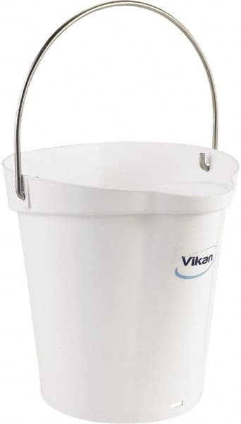 Vikan - 1-1/2 Gal, Polypropylene Round White Single Pail with Pour Spout - Handle Included - Americas Industrial Supply