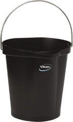 Vikan - 3 Gal, Polypropylene Round Black Single Pail with Pour Spout - Handle Included - Americas Industrial Supply