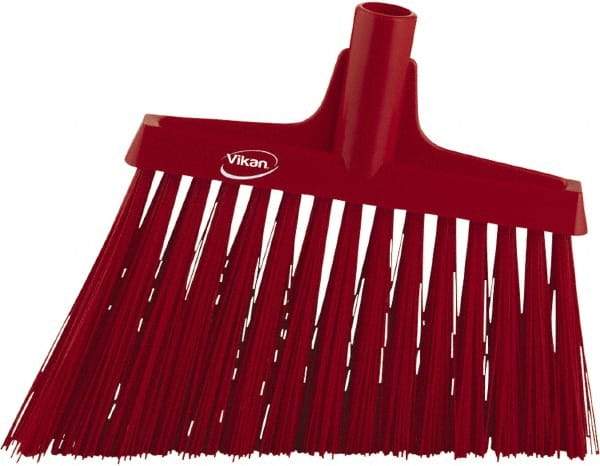 Vikan - 9-1/2" Wide, Red Synthetic Bristles, Angled Broom - Americas Industrial Supply