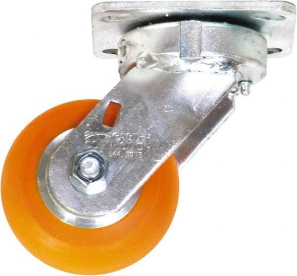 Caster Connection - 4" Diam x 2" Wide x 5-5/8" OAH Top Plate Mount Swivel Caster - Polyurethane on Aluminum, 700 Lb Capacity, Sealed Precision Ball Bearing, 4 x 4-1/2" Plate - Americas Industrial Supply