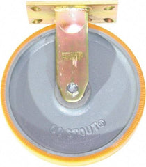 Caster Connection - 10" Diam x 2" Wide x 12" OAH Top Plate Mount Rigid Caster - Polyurethane on Iron, 1,750 Lb Capacity, Sealed Precision Ball Bearing, 4-1/2 x 6-1/4" Plate - Americas Industrial Supply