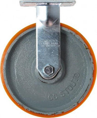 Caster Connection - 8" Diam x 2" Wide x 9-1/2" OAH Top Plate Mount Rigid Caster - Polyurethane on Iron, 1,500 Lb Capacity, Sealed Precision Ball Bearing, 4 x 4-1/2" Plate - Americas Industrial Supply
