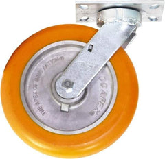 Caster Connection - 10" Diam x 2" Wide x 12" OAH Top Plate Mount Swivel Caster - Polyurethane on Aluminum, 1,500 Lb Capacity, Sealed Precision Ball Bearing, 4-1/2 x 6-1/4" Plate - Americas Industrial Supply